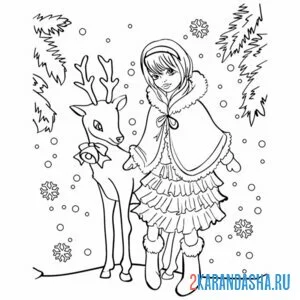 Раскраска снегурочка под снегом