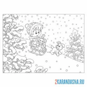 Раскраска снежная зима