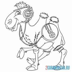 Раскраска верблюд музыкант