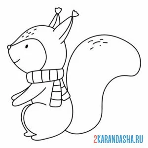 Раскраска белка в шарфе