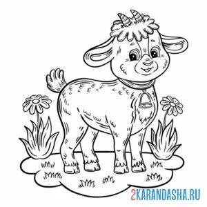 Раскраска молодая коза