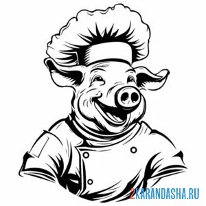Раскраска повар свин