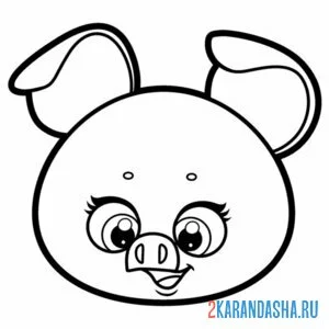 Раскраска голова поросенка