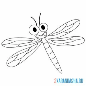Раскраска улыбающаяся стрекоза