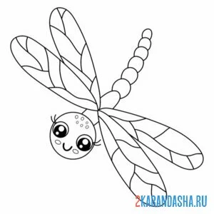 Раскраска милая стрекоза