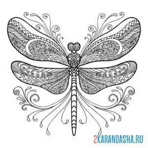 Раскраска узоры для стрекозы