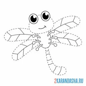 Раскраска стрекоза по линиям