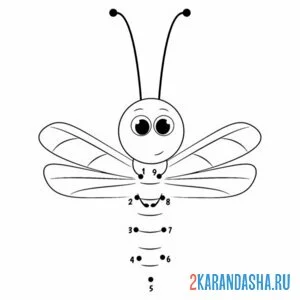 Раскраска стрекоза по номерам