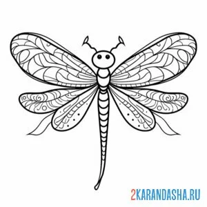 Раскраска стрекоза с крыльями
