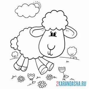 Раскраска барашек гуляет