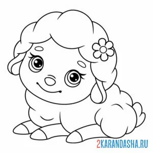 Раскраска овечка с бантиком