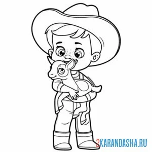 Раскраска фермер и козленок