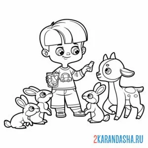 Раскраска козленок и кролики