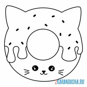 Раскраска кот-пончик
