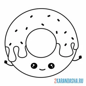Раскраска пончик кавайи