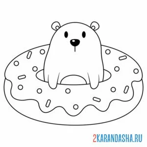 Раскраска мишка и пончик