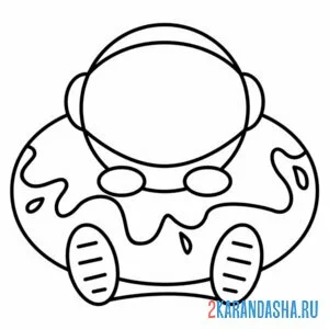 Раскраска космонавт в пончике