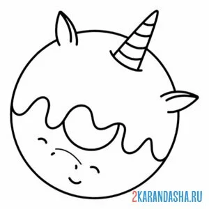 Раскраска пончик-единорожка