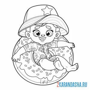 Раскраска мальчик в круге пончике
