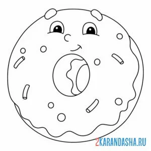 Раскраска пончик с глазками