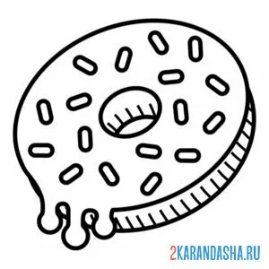 Раскраска пончик облитый шоколадом