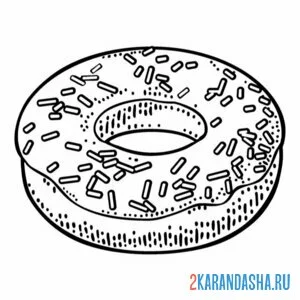 Раскраска пончик и посыпка