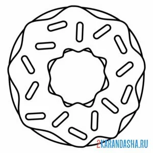 Раскраска пончик вид прямо