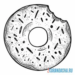 Раскраска откушенный пончик