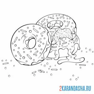 Раскраска пончики для еды
