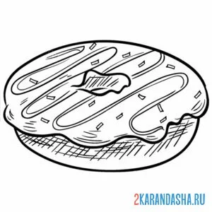 Раскраска пончик с помадкой