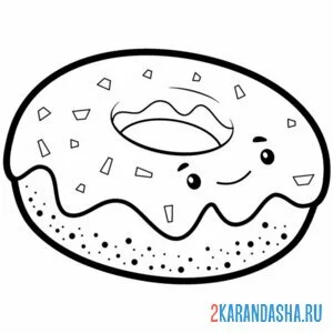 Раскраска пончик с шоколадной помадкой