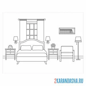 Раскраска мебель для спальни