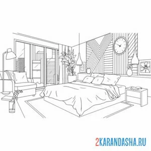 Раскраска мебель для красивой спальни