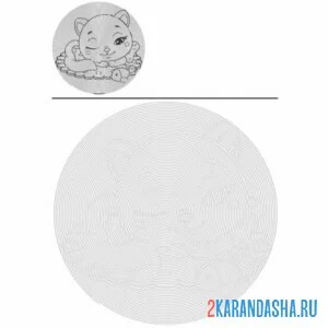 Раскраска котенок мило спит