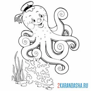 Раскраска осьминог матрос