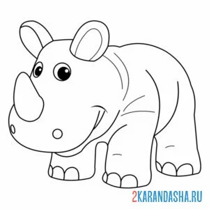 Раскраска мультяшный носорог