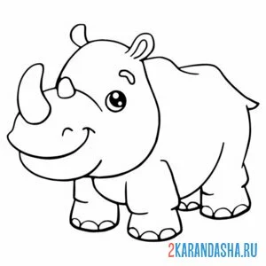 Раскраска прикольный носорог