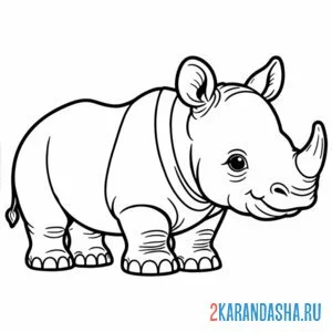 Раскраска толстенький носорог