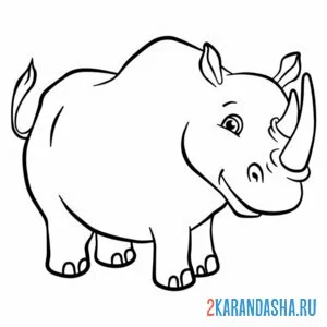 Раскраска симпатичный носорог