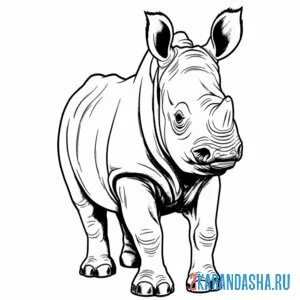 Раскраска носорог настоящий живой