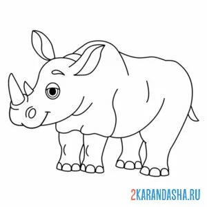 Раскраска носорог один
