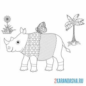 Раскраска носорог узоры