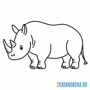 Раскраска носорог два рога