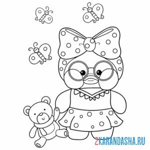 Раскраска уточка лалафанфан с игрушкой