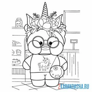 Раскраска уточка лалафанфан единорожка и сумочка
