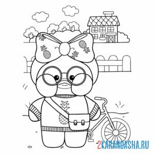 Раскраска уточка лалафанфан велосипед