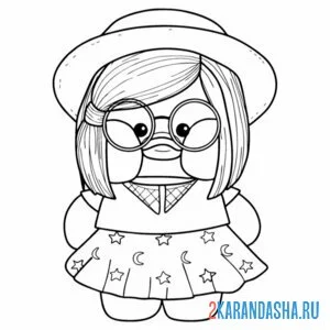 Раскраска уточка лалафанфан в шляпе