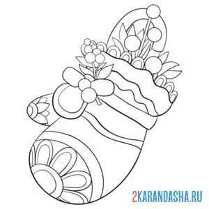 Раскраска новогодняя варежка