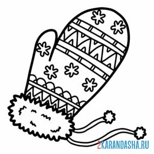 Раскраска варежка узор