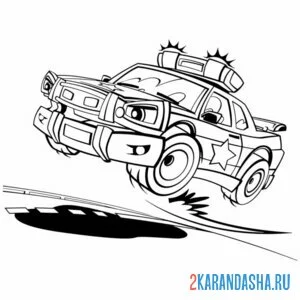 Раскраска резвая полицейская машина
